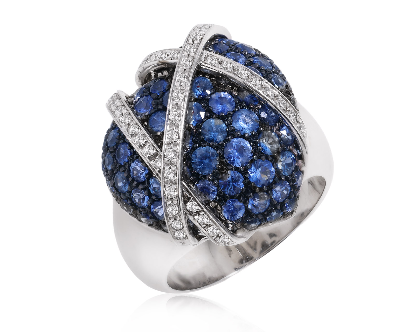 Оригинальное золотое кольцо с сапфирами 3.42ct Leo Pizzo Love 170225/2