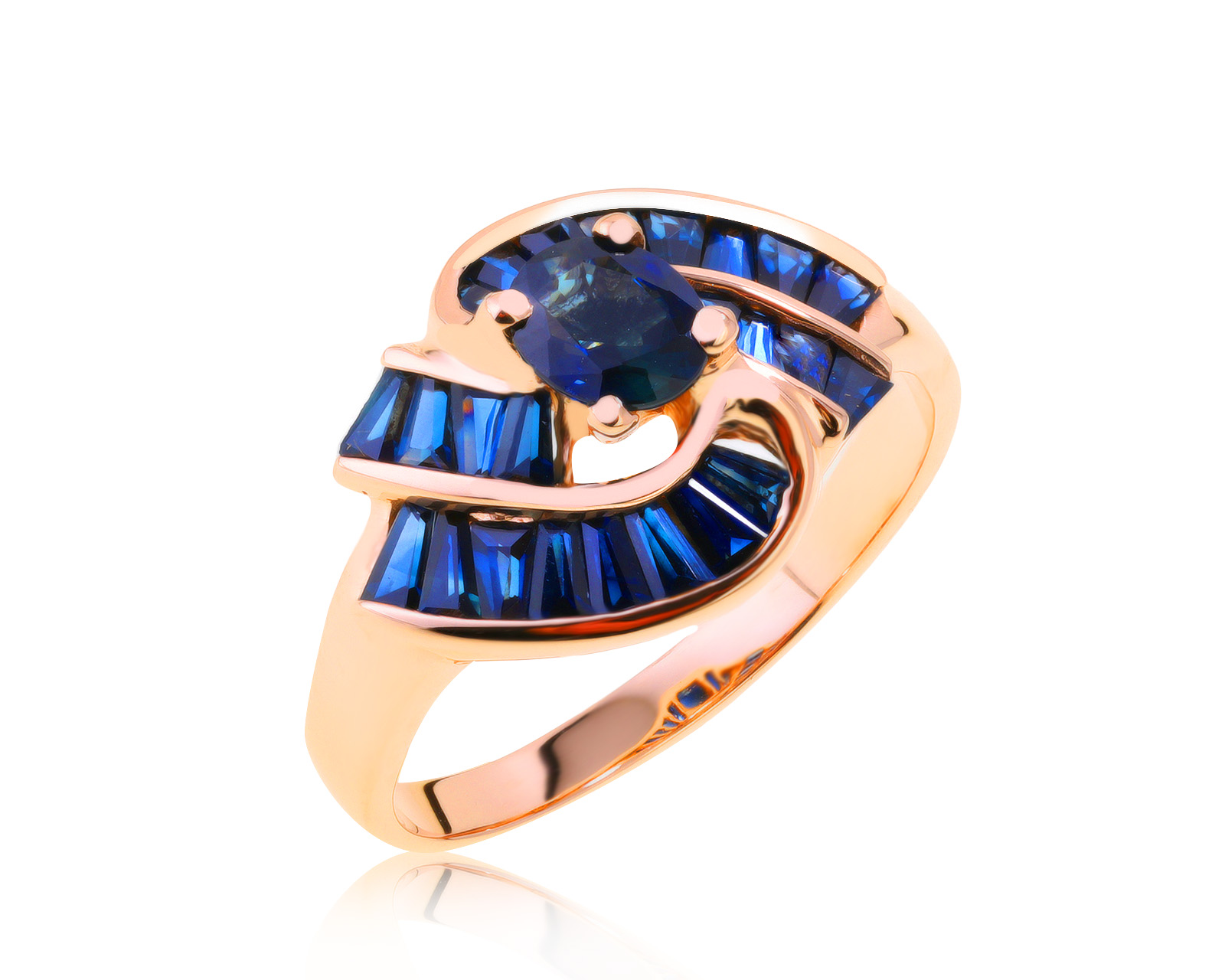 Праздничное золотое кольцо с сапфирами 1.90ct 241121/2