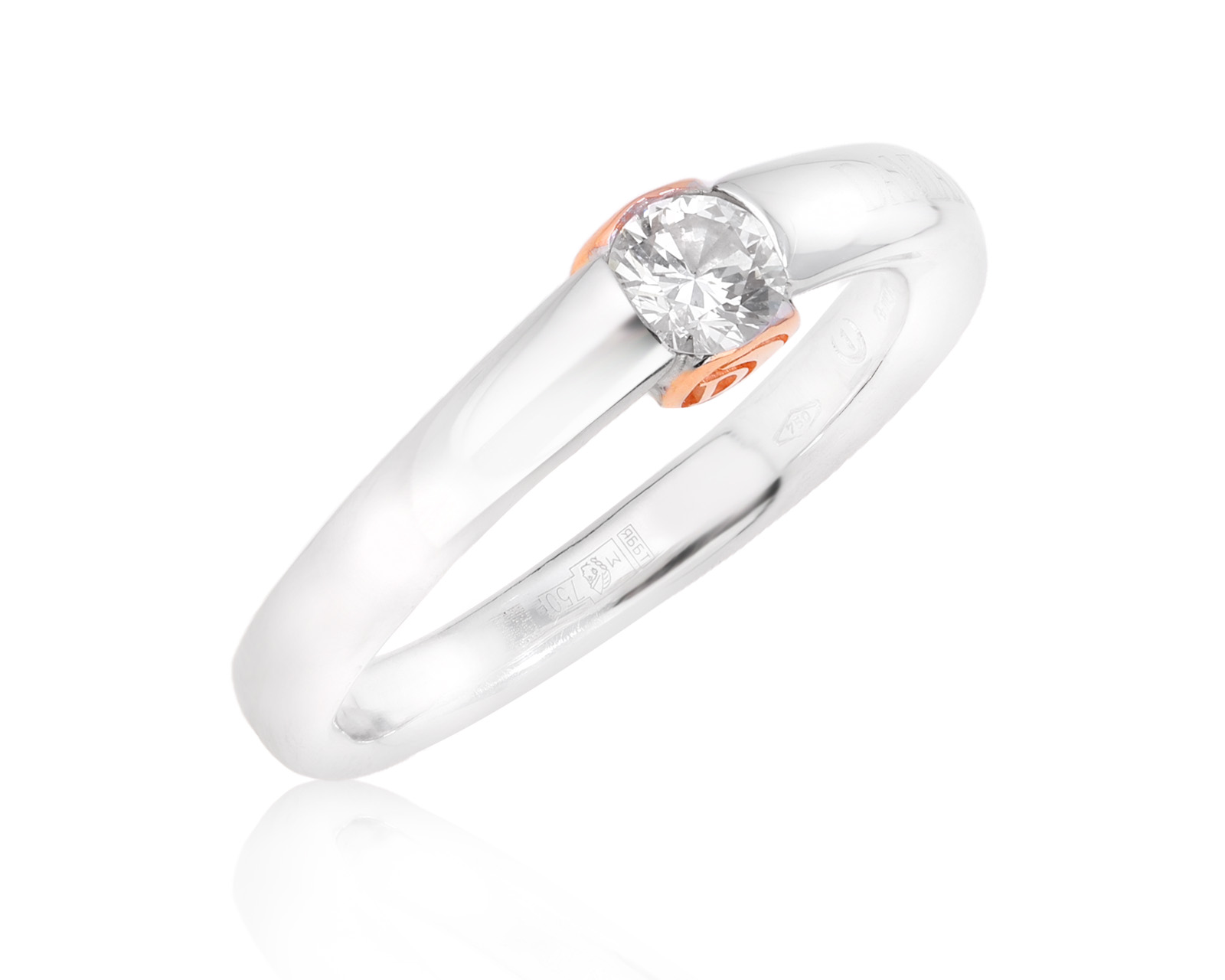 Оригинальное золотое кольцо с бриллиантом 0.25ct Damiani