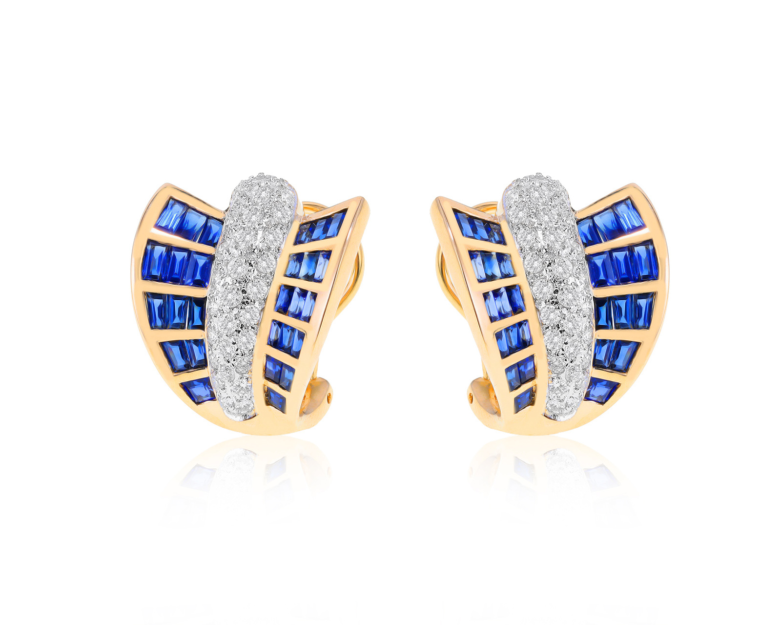 Превосходные золотые серьги с сапфирами 2.80ct 010222/1