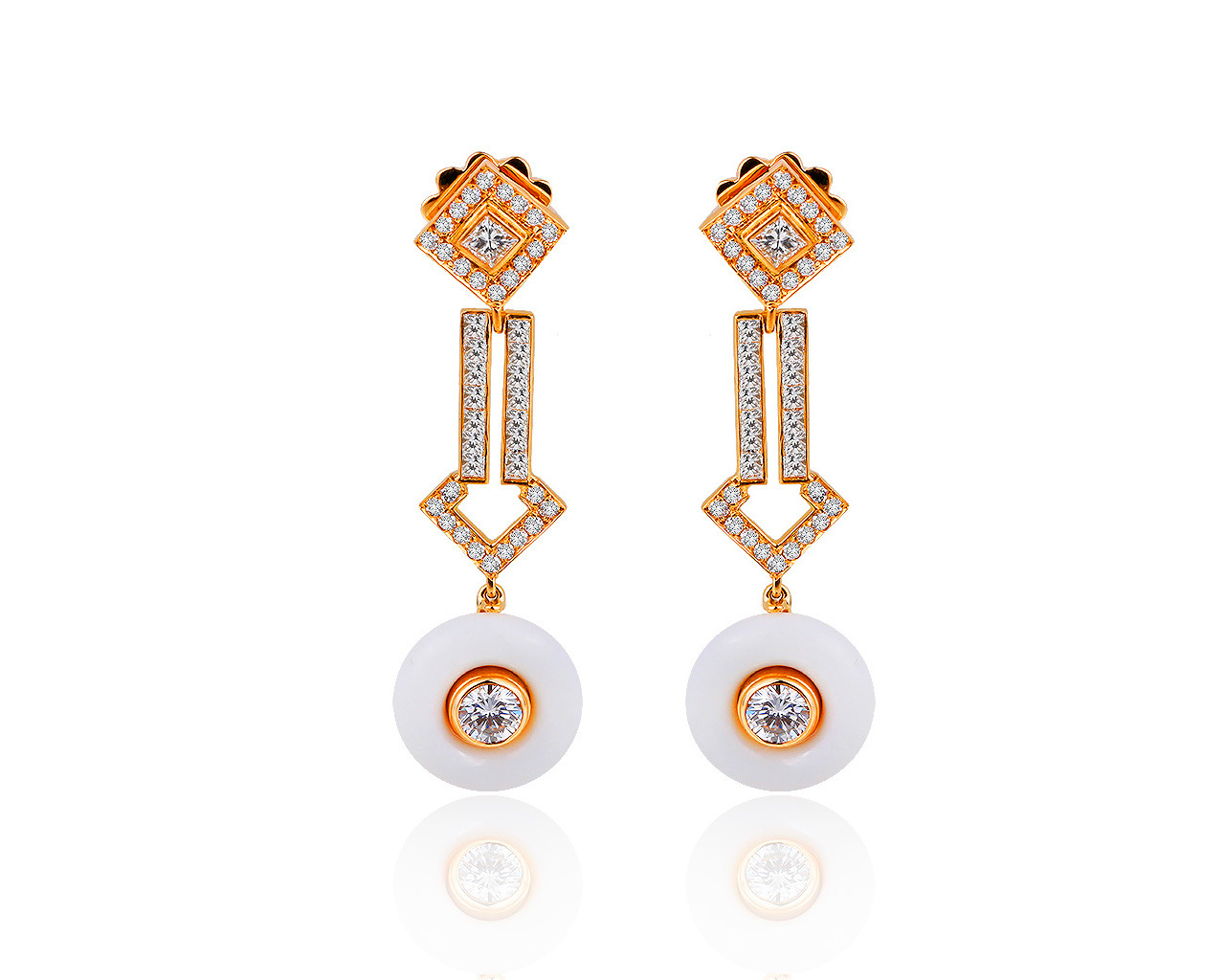 Итальянские золотые серьги с бриллиантами 2.63ct 011019/7