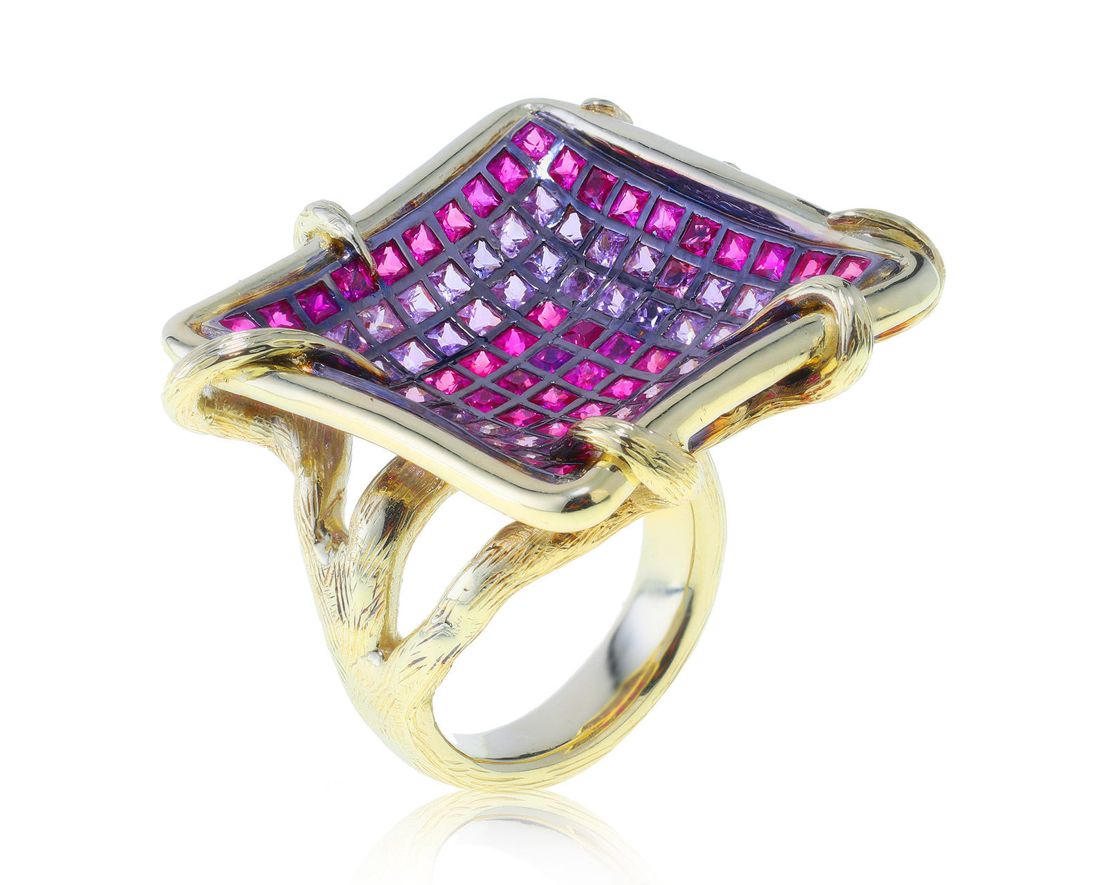 Оригинальное золотое кольцо с рубинами 3.12ct German Kabirski 050423/3