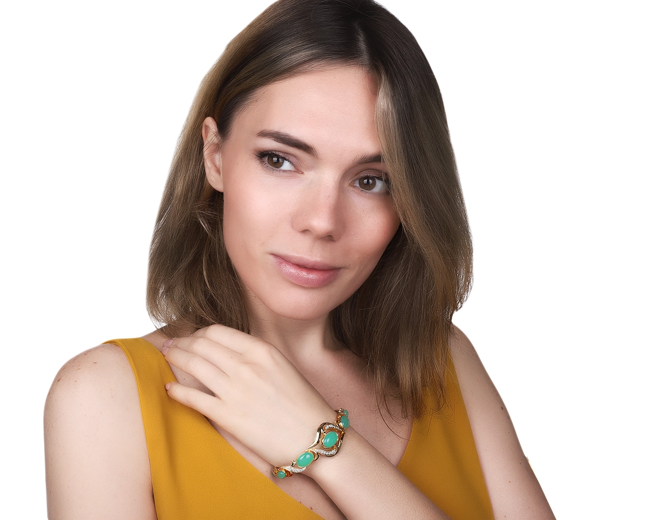 Оригинальный золотой браслет с хризопразами 18.55ct Sirin 