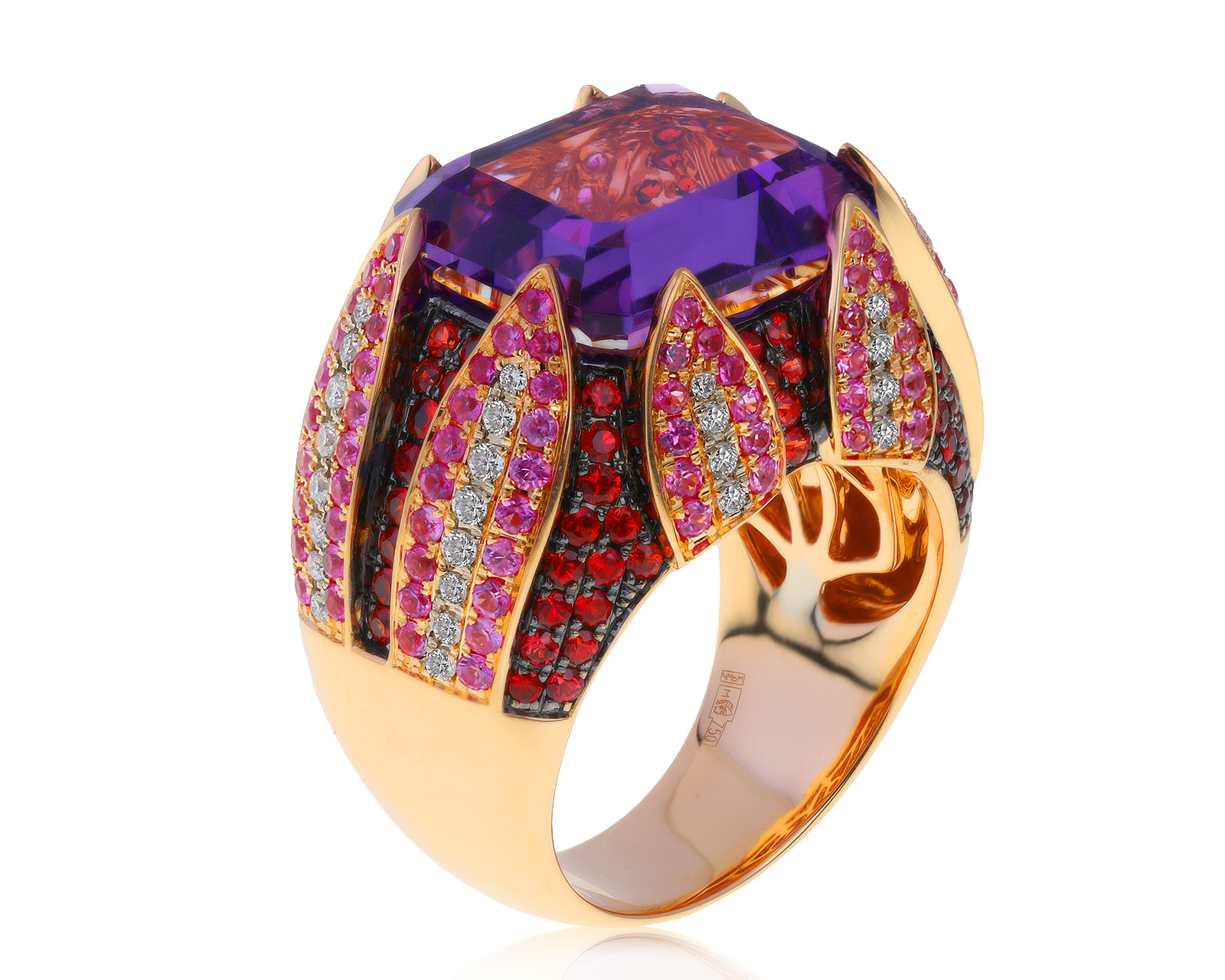 Очаровательное золотое кольцо с аметистом 6.49ct 100721/5