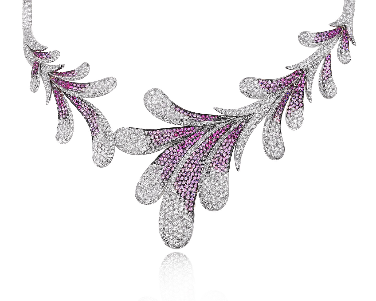 Золотое колье с бриллиантами 16.30ct и розовыми сапфирами 18.15ct 040225/9