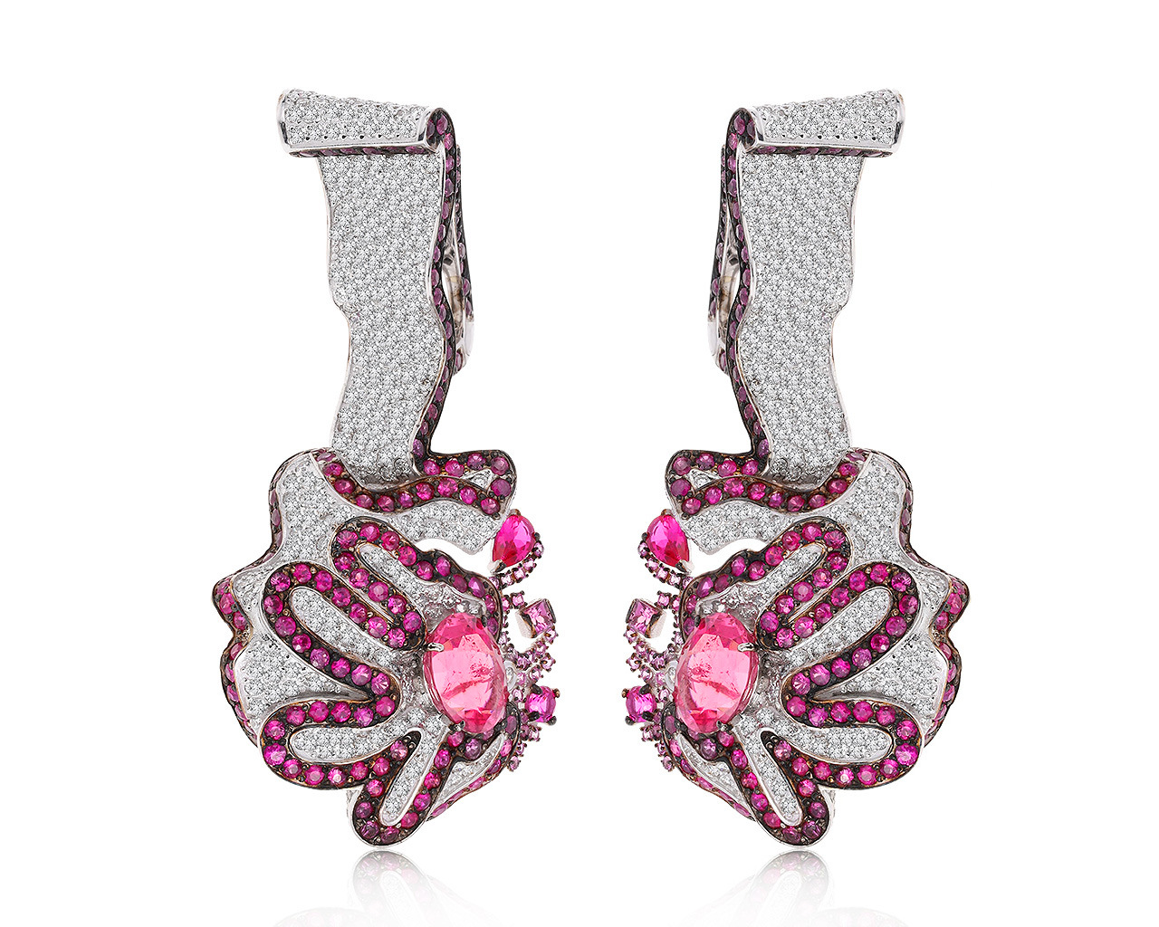 Шикарные золотые серьги с рубинами 5.81ct 100820/15