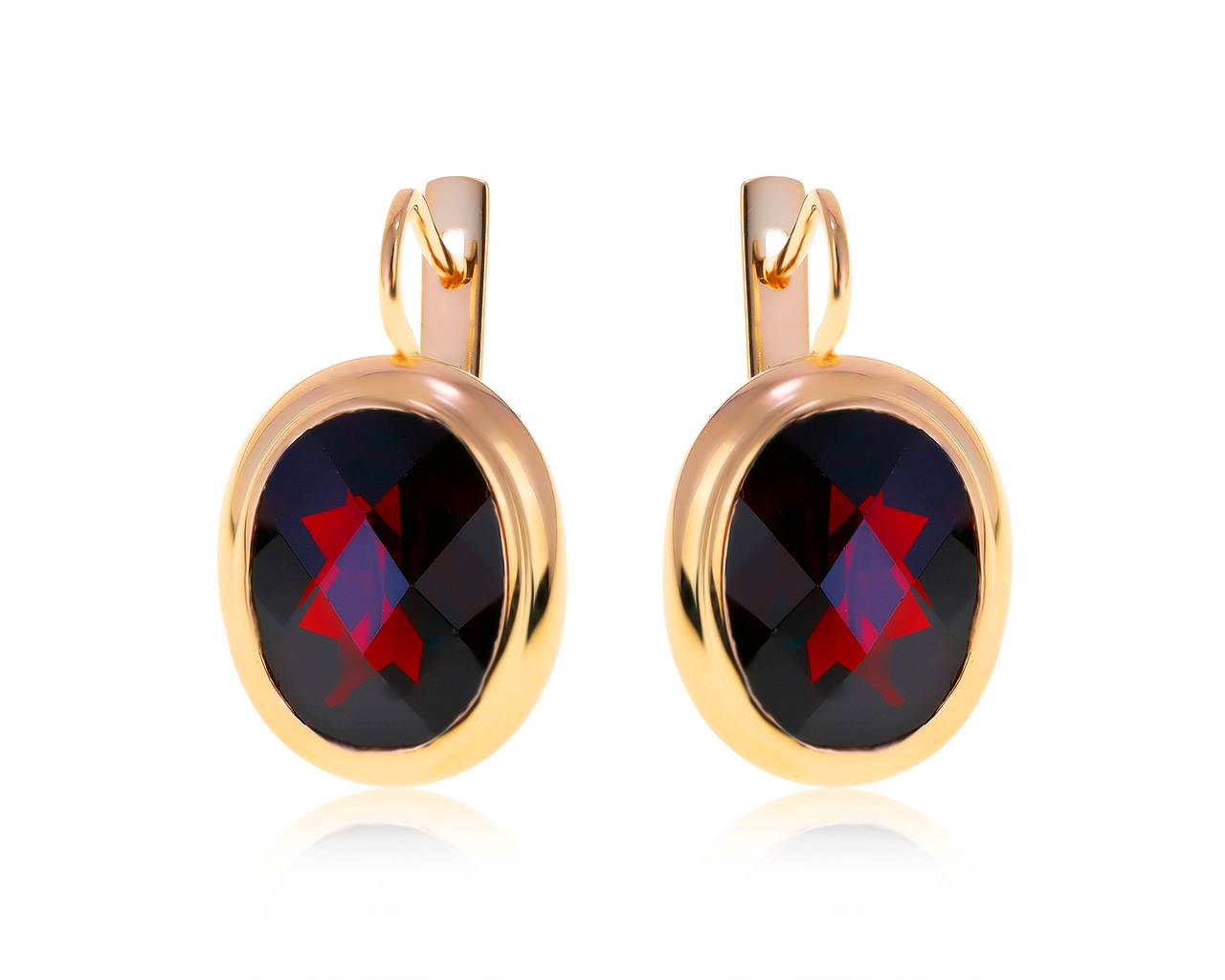 Женственные золотые серьги с гранатами 17.39ct