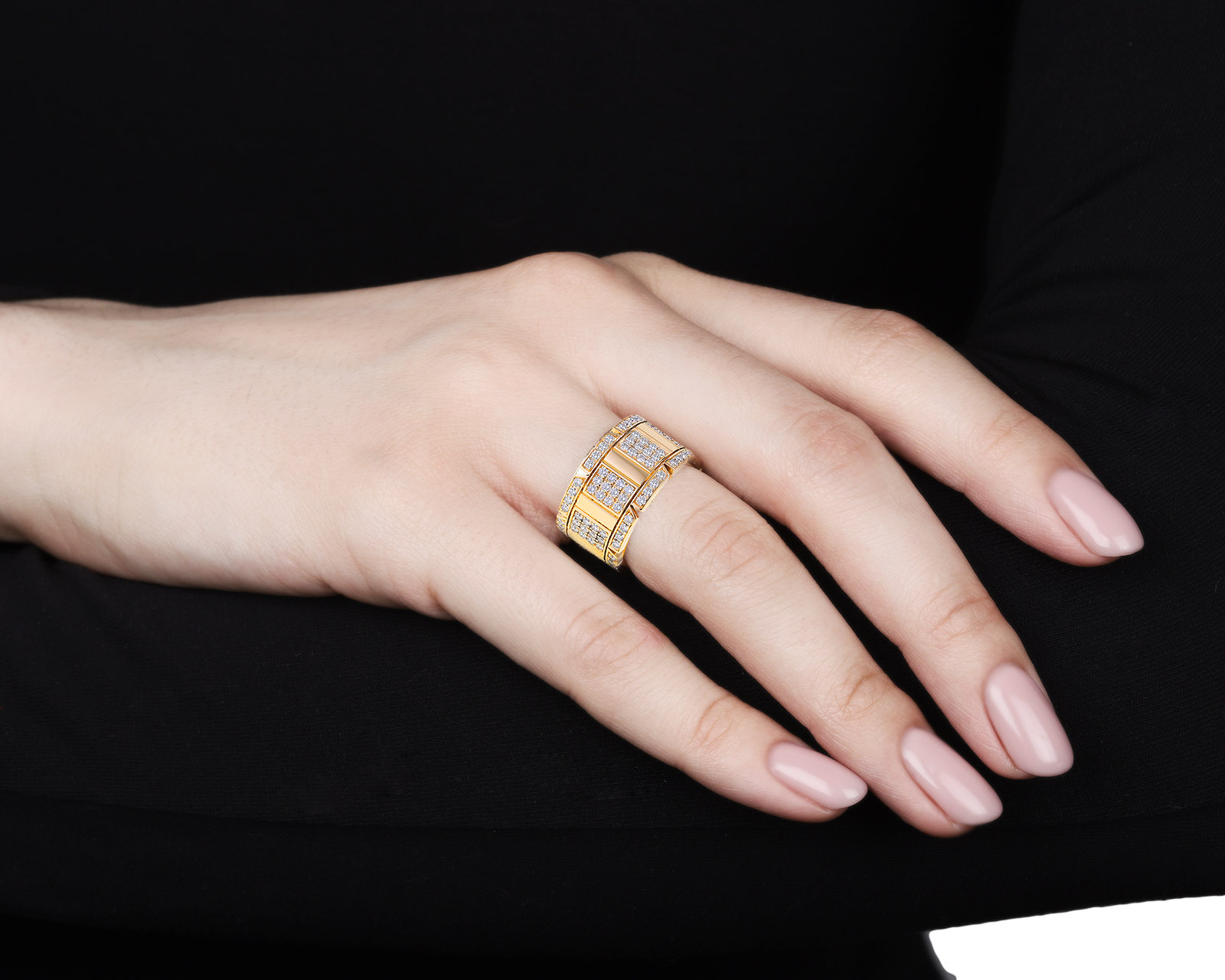 Оригинальное золотое кольцо с бриллиантами 1.60ct Cartier Tank Francaise