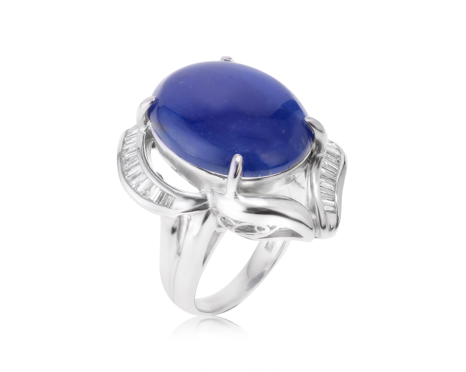 Платиновое кольцо со звездчатым сапфиром 20.80ct 310723/1