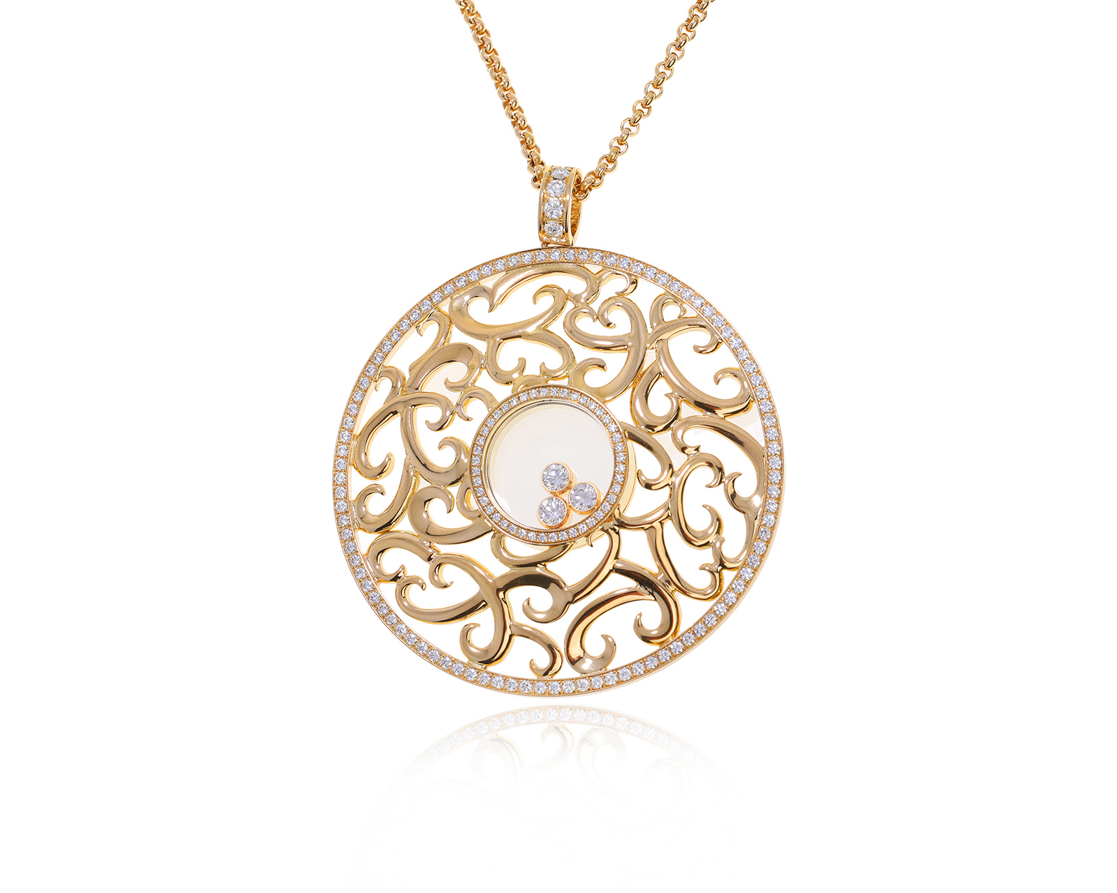 Оригинальное золотое колье c бриллиантами 1.29ct Chopard Happy Diamonds 060724/16