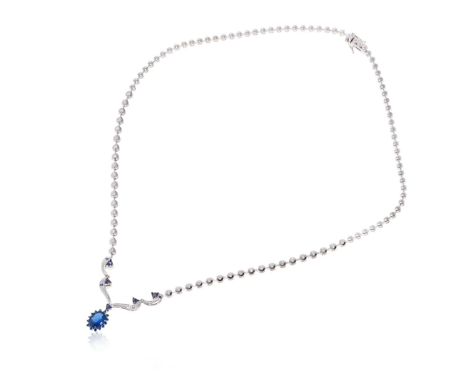 Золотое колье с сапфирами 1.39ct и бриллиантами 0.64ct