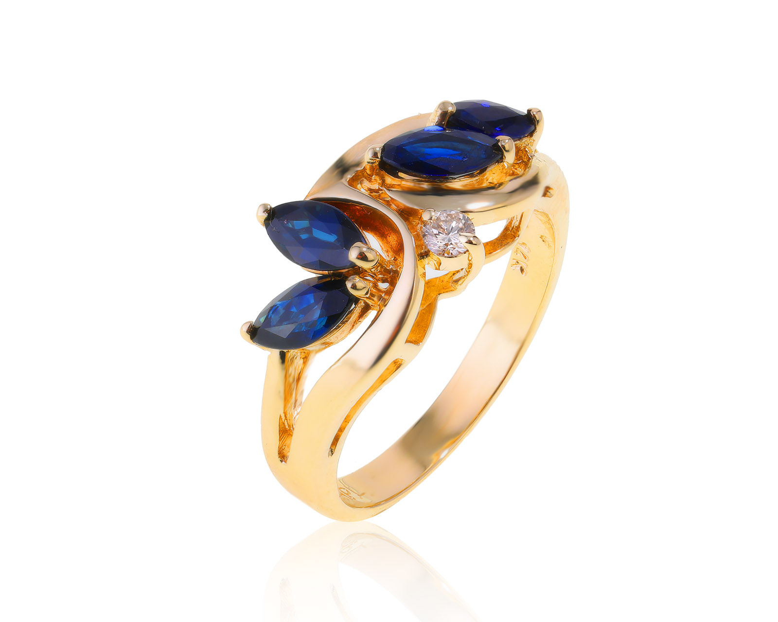Модное золотое кольцо с сапфирами 0.97ct 260922/11