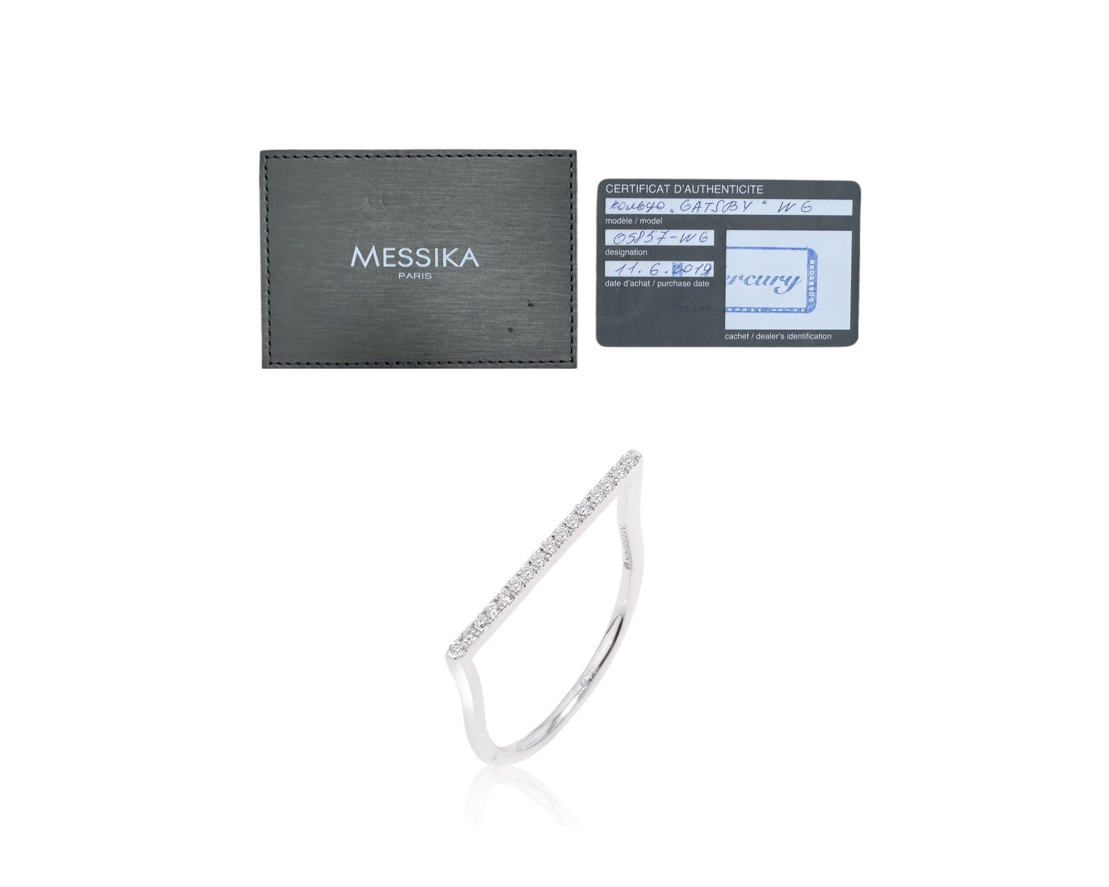 Оригинальное золотое кольцо с бриллиантами 0.08ct Messika Gatsby