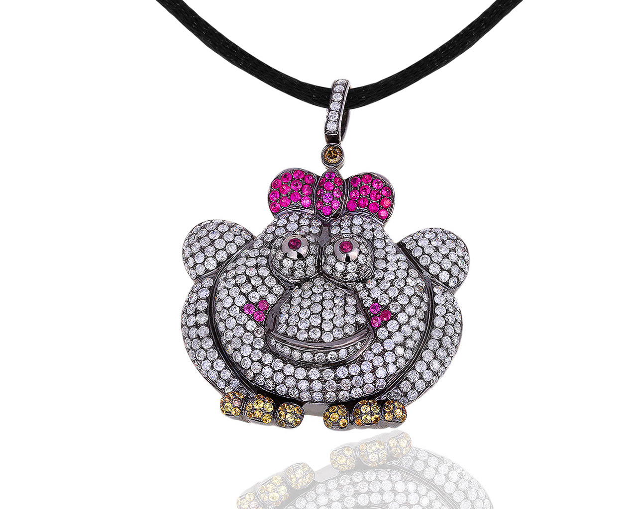 Золотая подвеска с бриллиантами, рубинами и сапфирами 010416/1