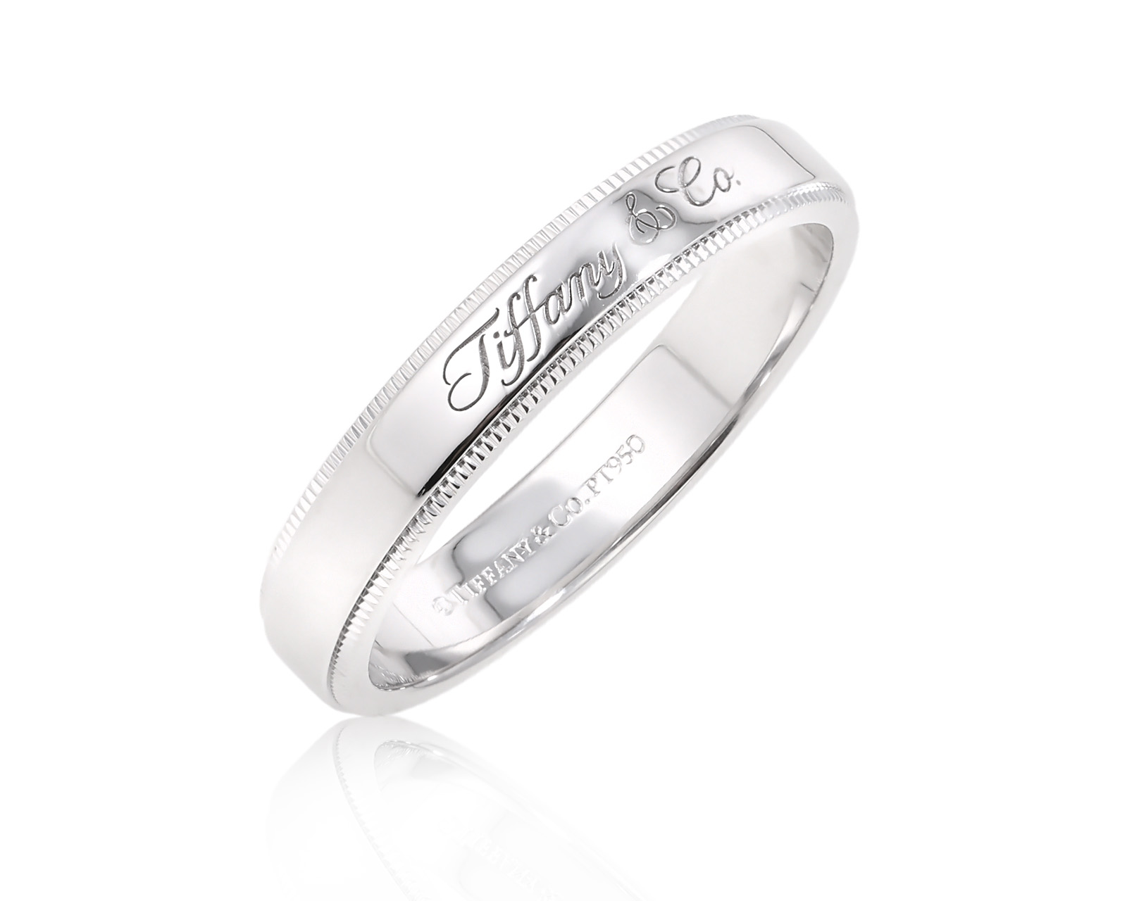Оригинальное платиновое кольцо Tiffany&Co Milgrain 260625/12