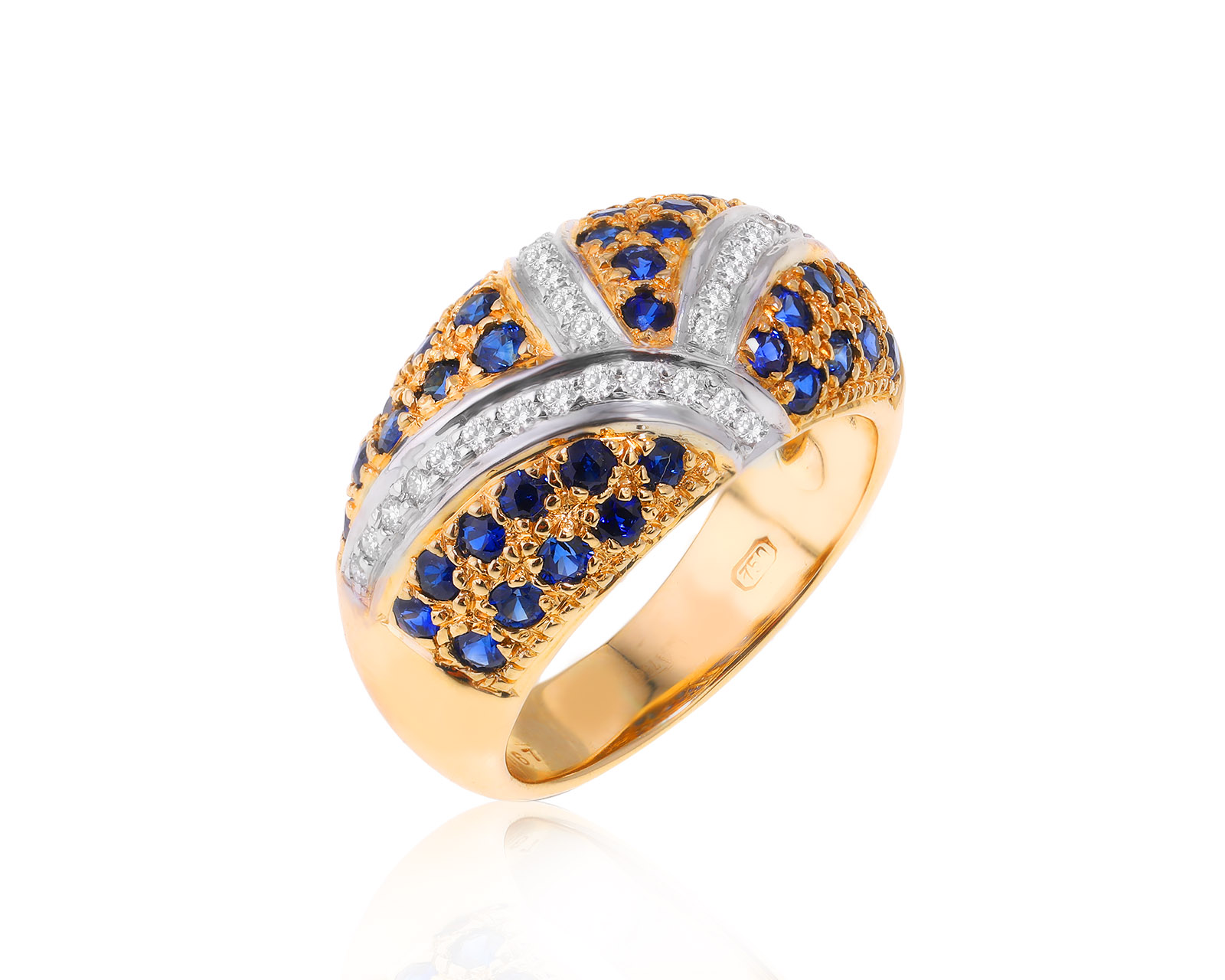 Золотое кольцо с сапфирами 1.56ct и бриллиантами 0.27ct 170524/2