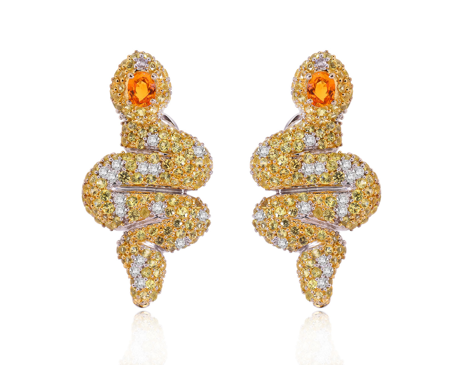 Золотые серьги с сапфирами 6.04ct и бриллиантами 0.67ct 201224/5