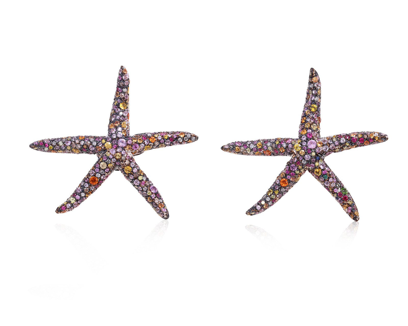 Оригинальные золотые серьги с сапфирами 13.50ct Paolo Piovan Starfish