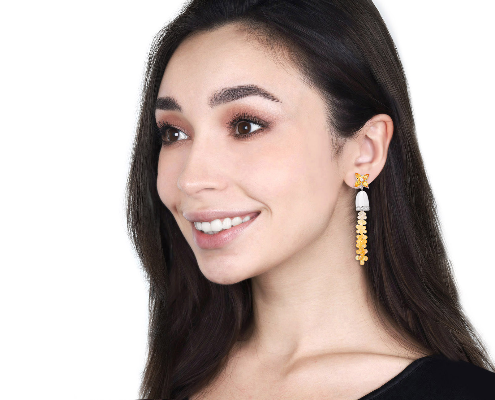 Золотые серьги с желтыми сапфирами 35.90ct Evgeny Matveev