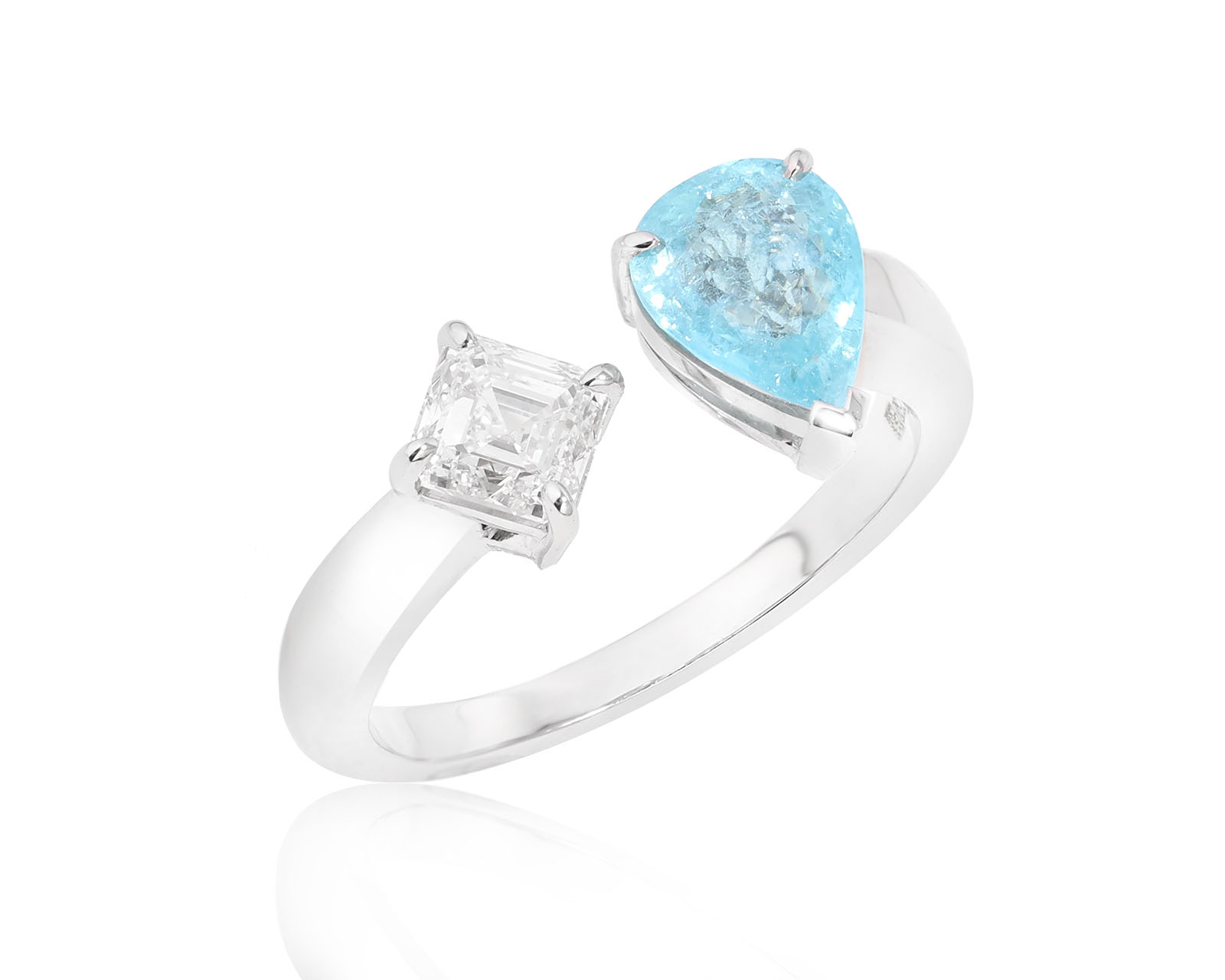 Золотое кольцо с бриллиантами и турмалином параиба 1.09ct Evgeny Matveev 270225/Б130