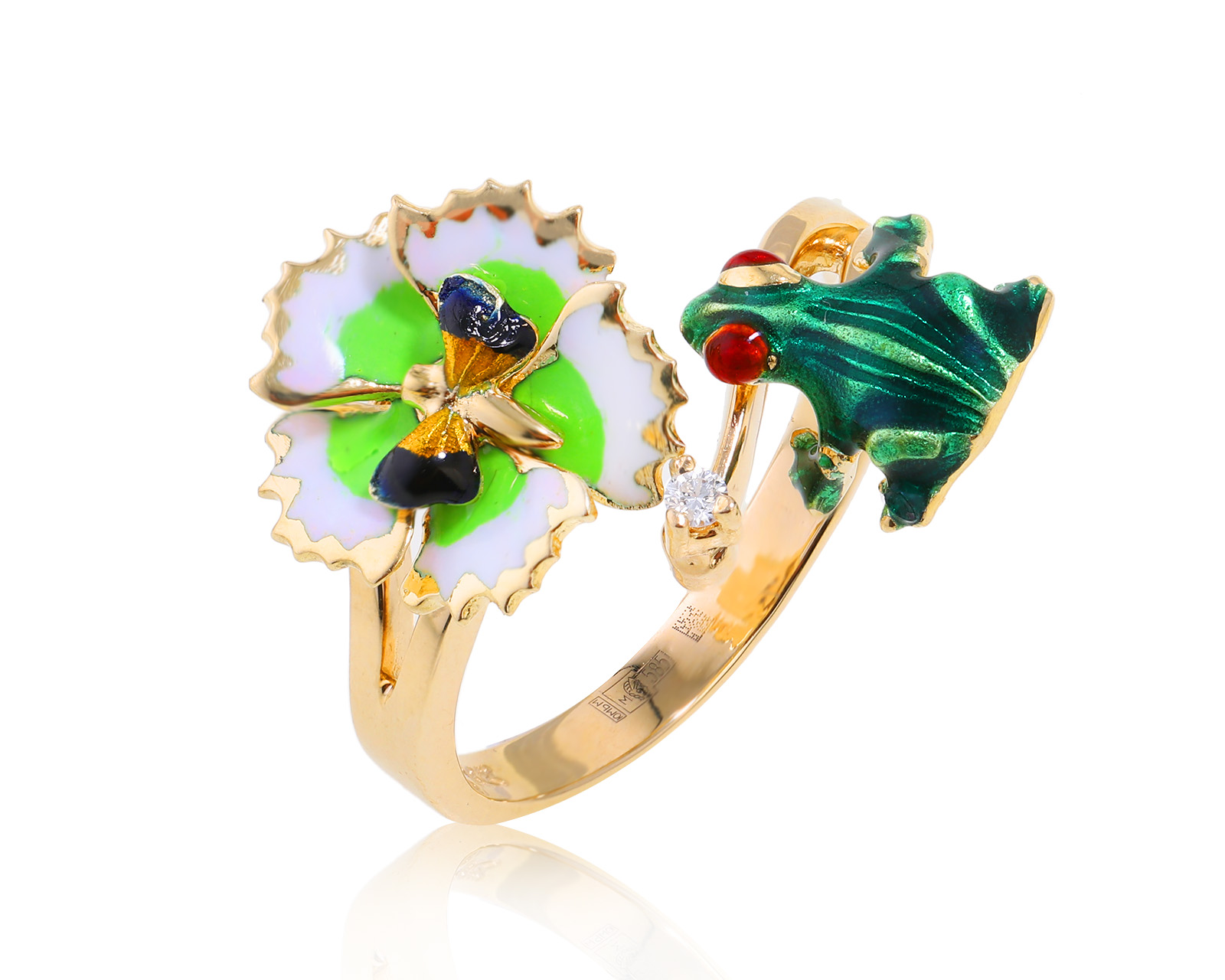 Оригинальное золотое кольцо с эмалью Roberto Bravo 190224/17