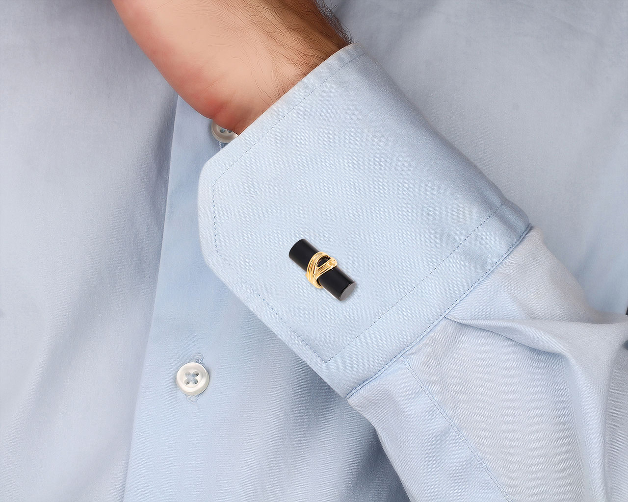 Оригинальные золотые запонки с ониксом 29.00ct Tiffany&Co