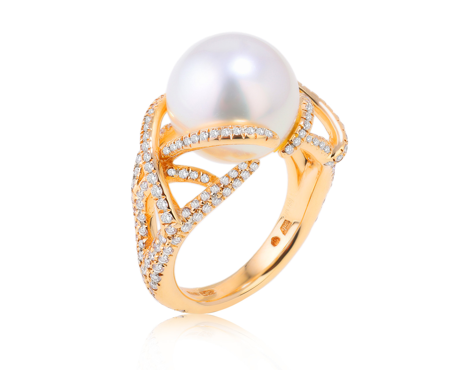 Оригинальное золотое кольцо с жемчугом 12.60 мм Mikimoto 071123/1