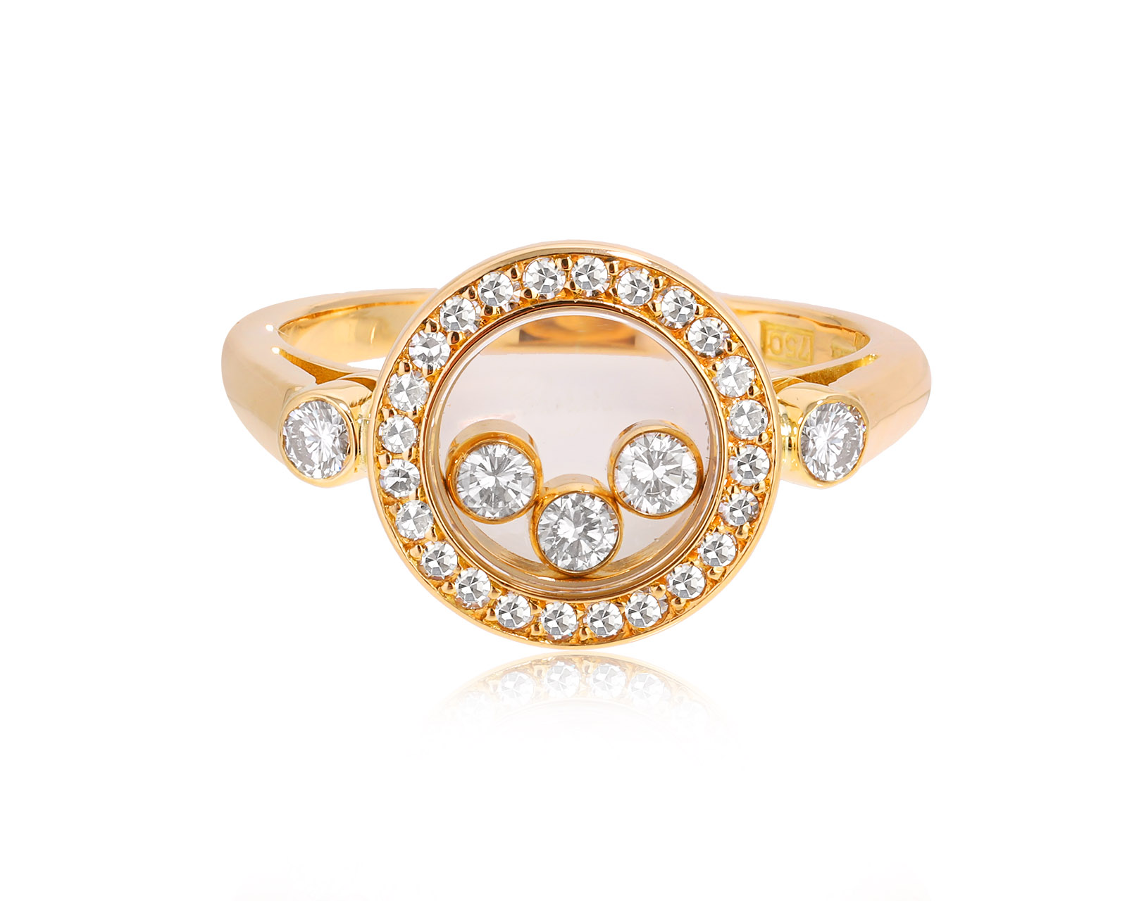 Оригинальное золотое кольцо Chopard Happy Diamond
