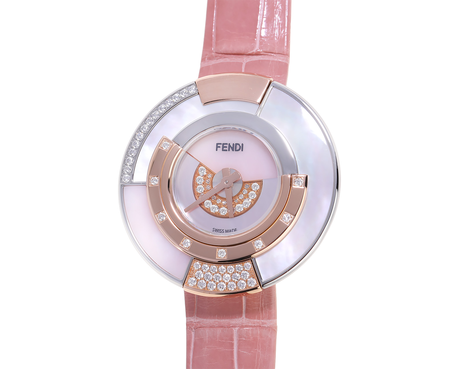 Оригинальное золотые часы с бриллиантами 0.49ct Fendi Policromia