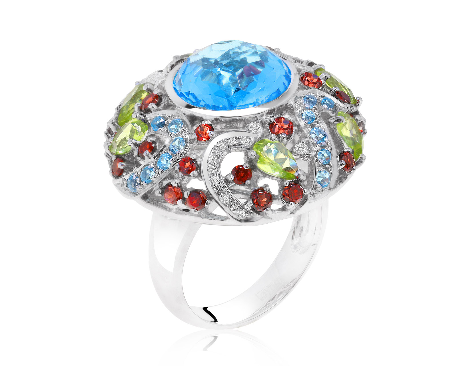 Шикарное золотое кольцо с цветными камнями 8.11ct 090921/1