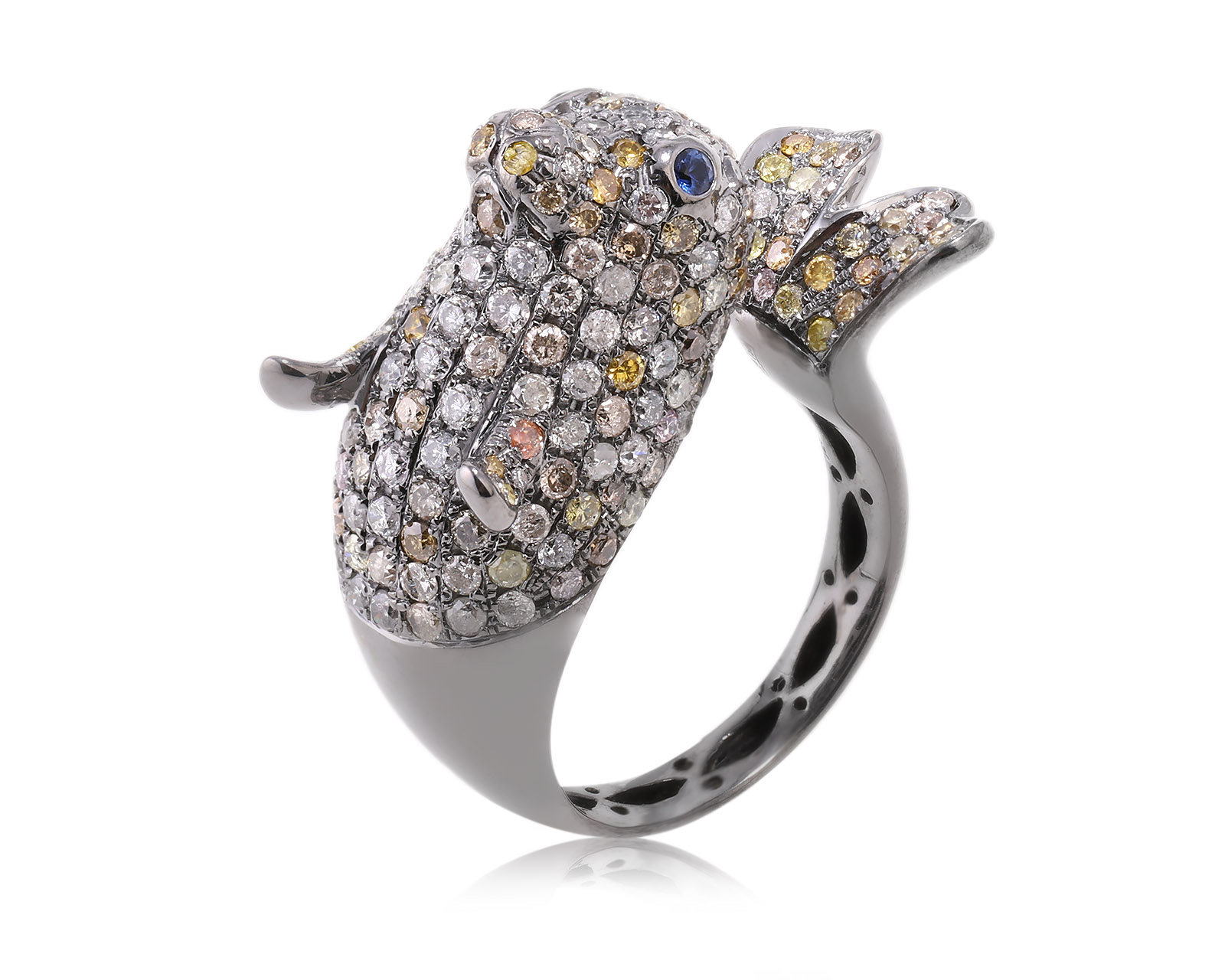 Золотое кольцо с бриллиантами 2.90ct и сапфирами 0.06ct 291123/2