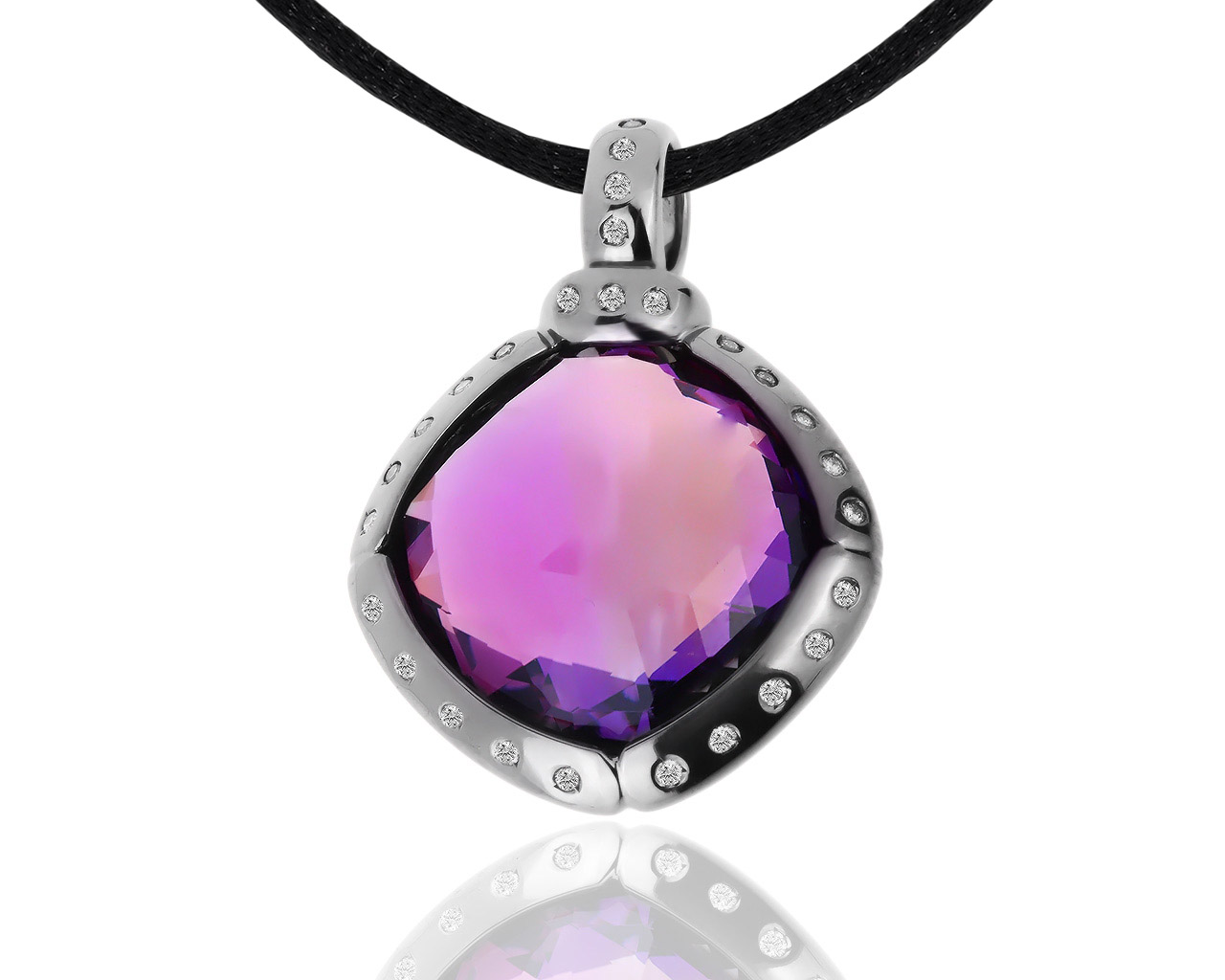 Оригинальная золотая подвеска с бриллиантами и аметистами Gavello 140219/1