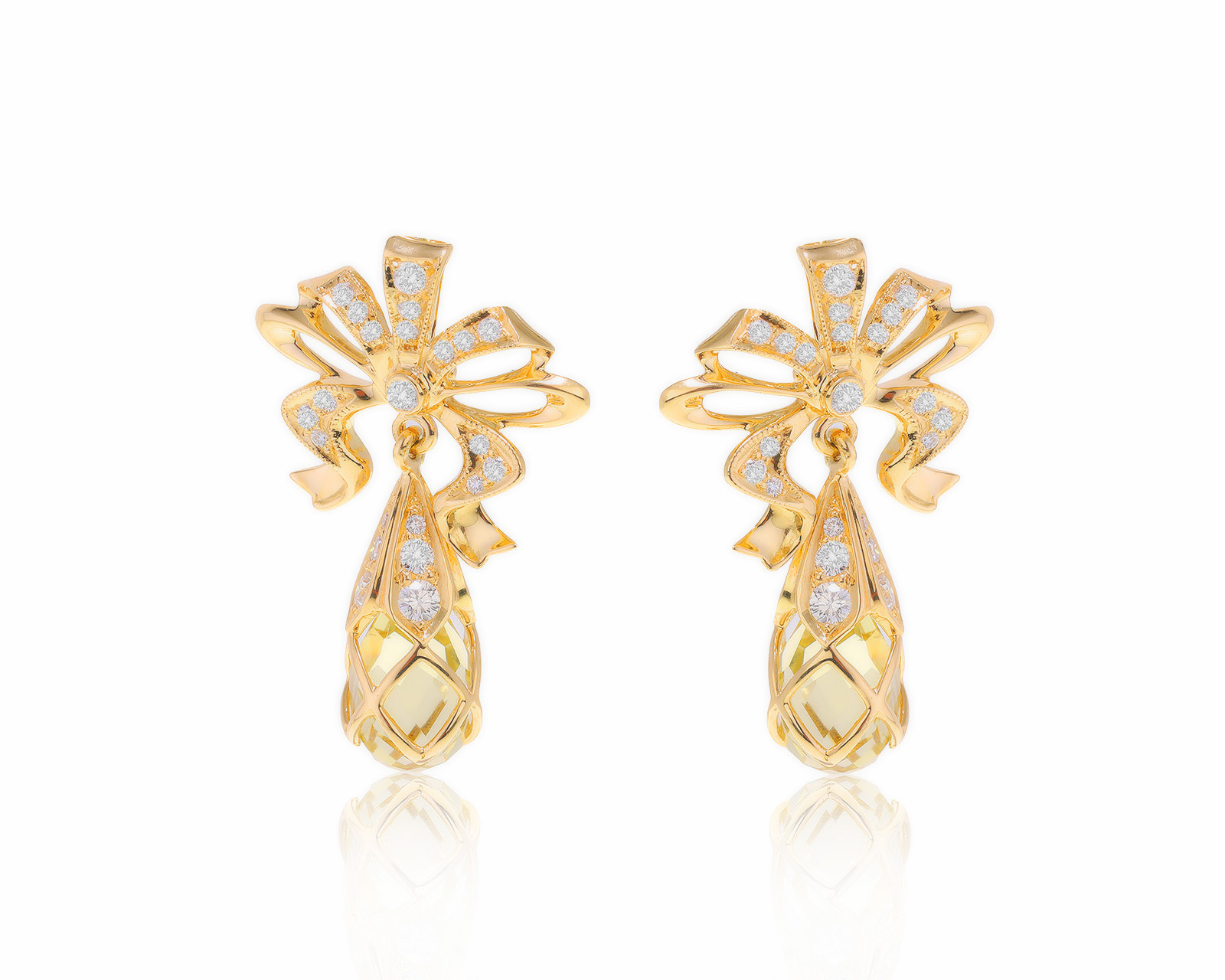 Волшебные золотые серьги с цитринами 8.10ct