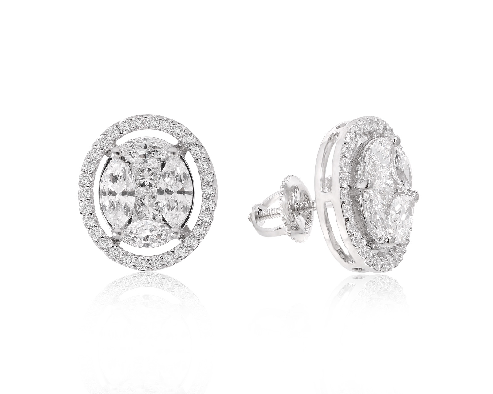 Золотые серьги с бриллиантами 3.32ct