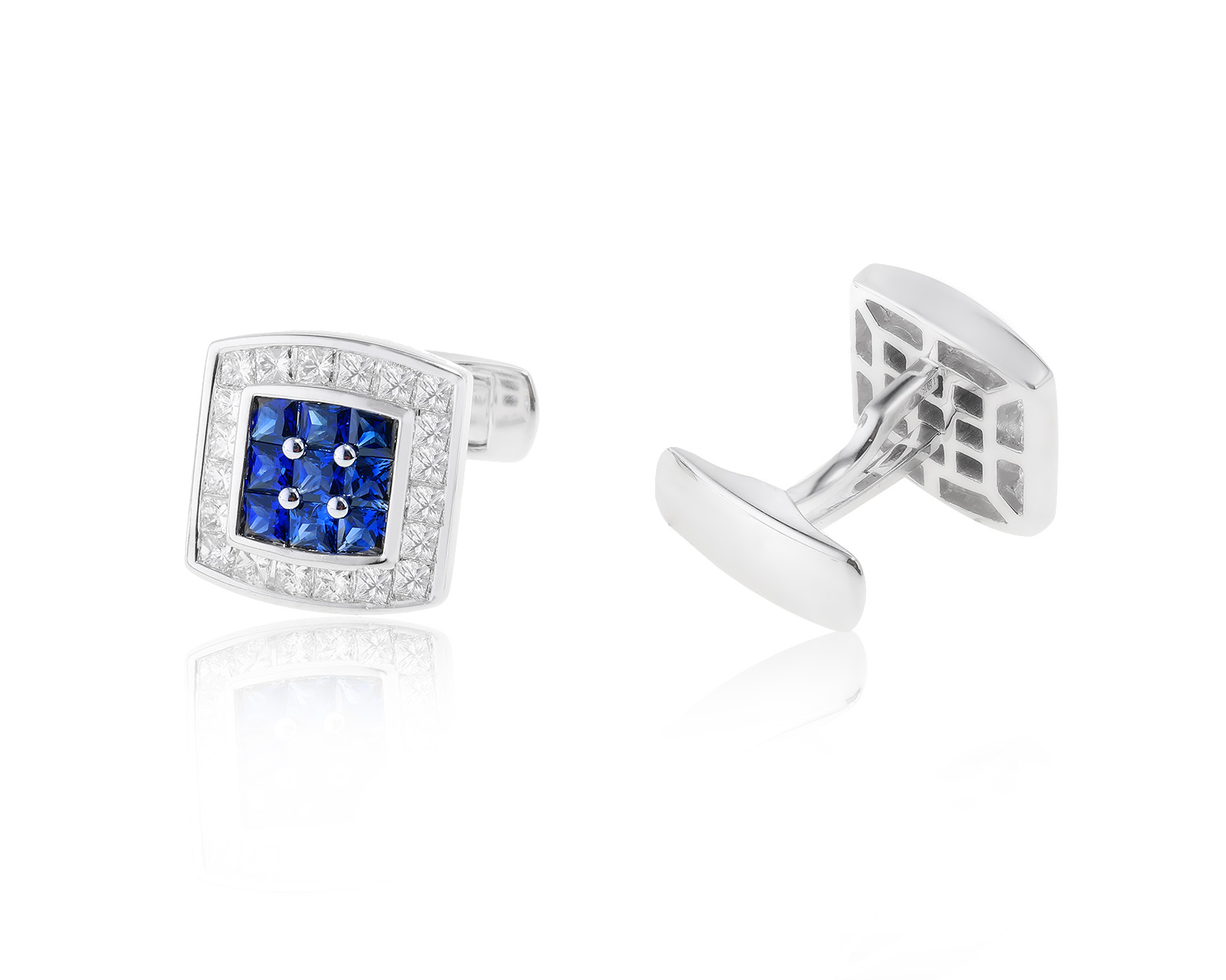 Золотые запонки с сапфирами 1.98ct 050623/4