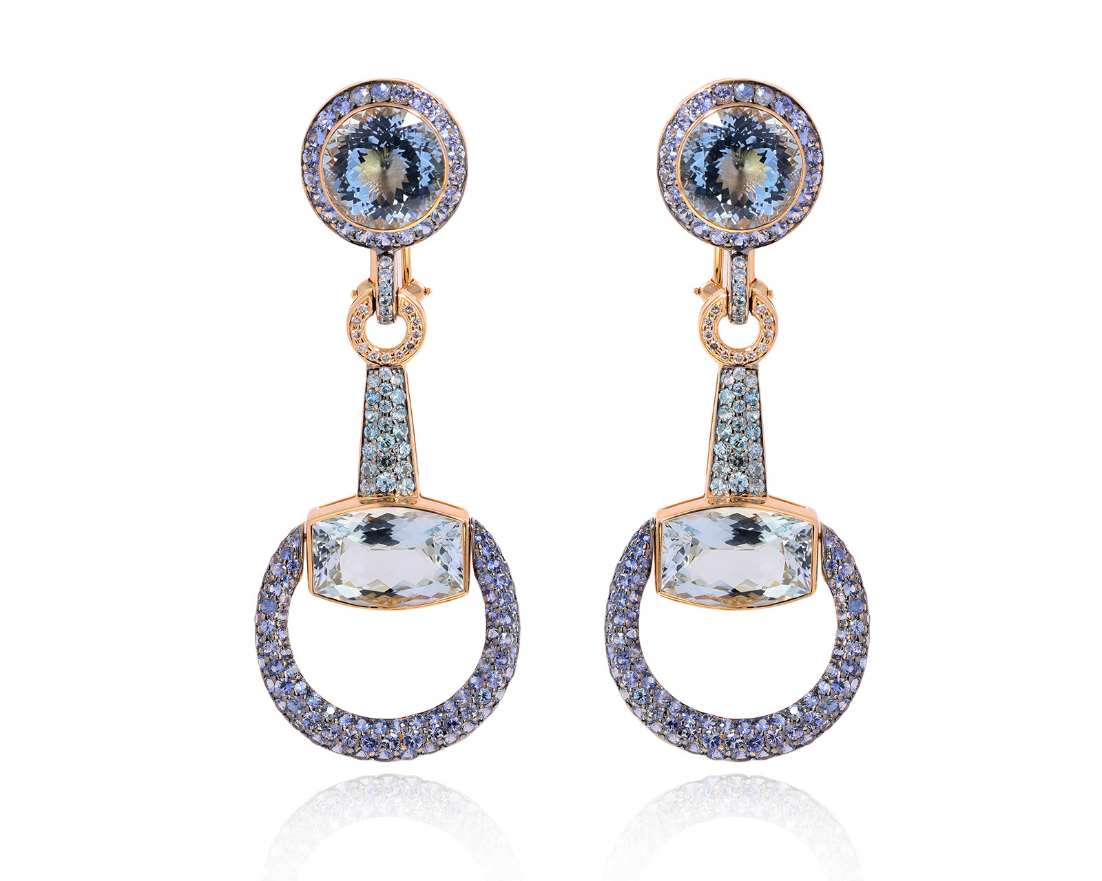Оригинальные золотые серьги с цветными камнями 57.64ct Zorab 181224/8