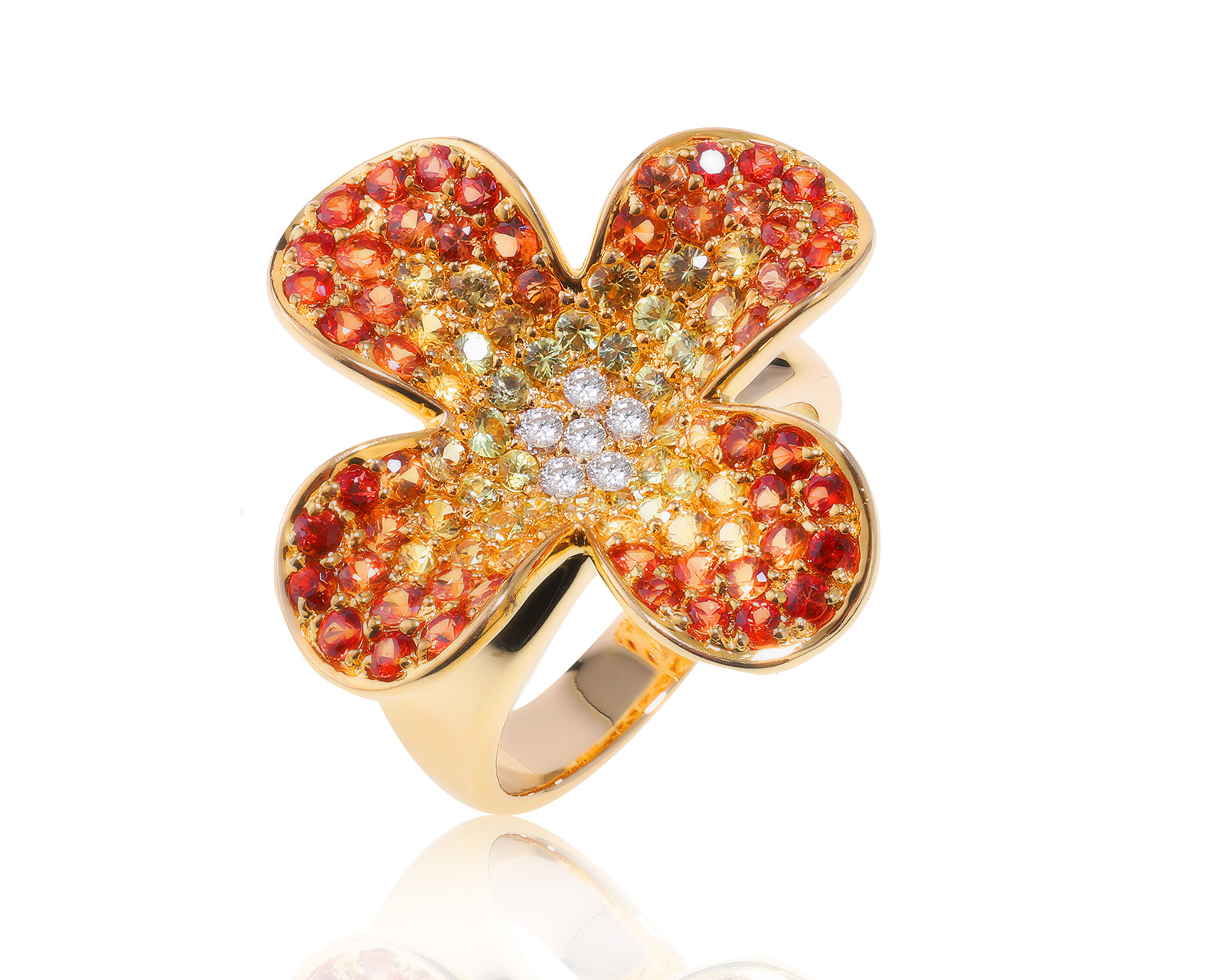 Праздничное золотое кольцо с сапфирами 3.20ct 220323/5