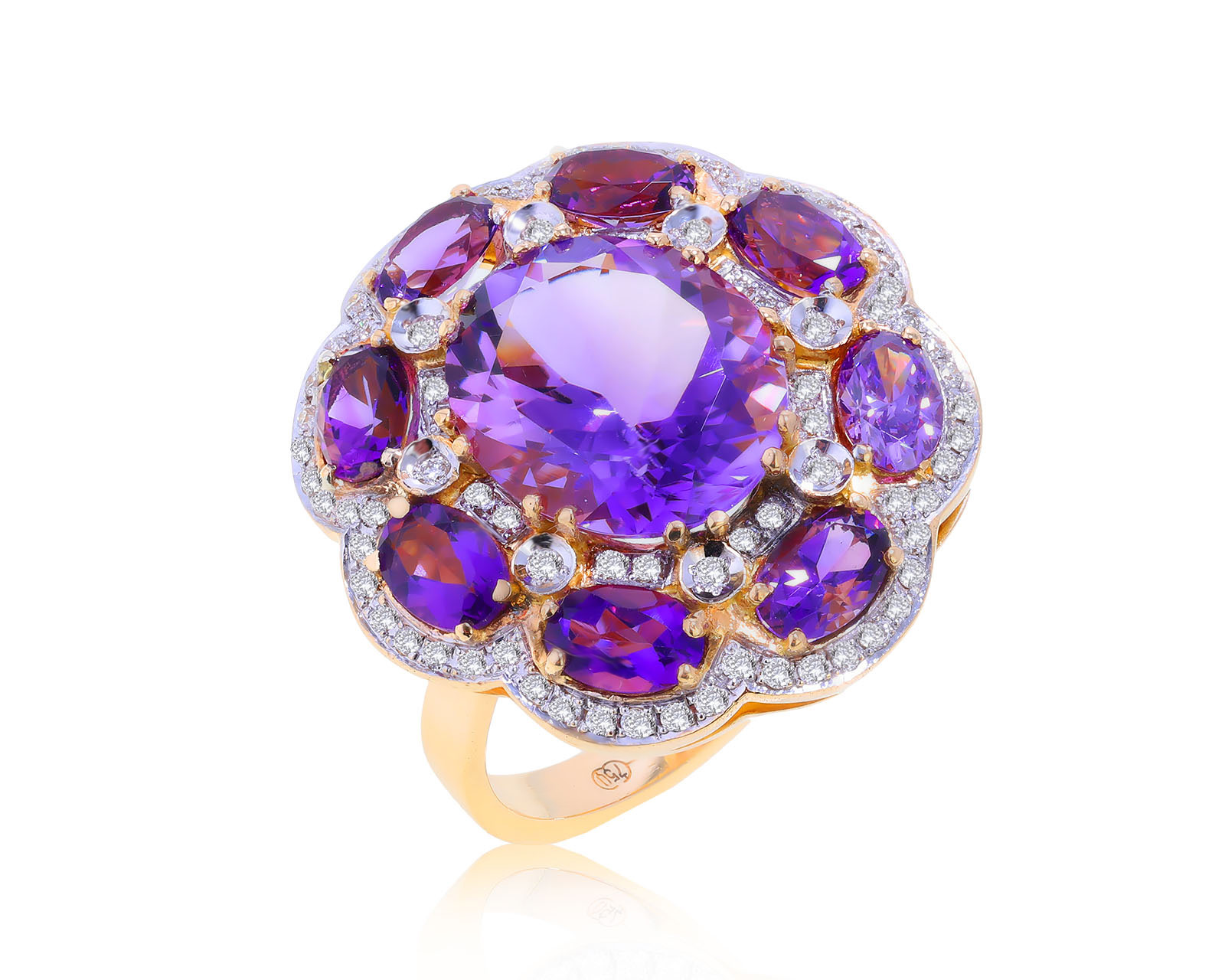 Изумительное золотое кольцо с аметистами 10.53ct 221121/7
