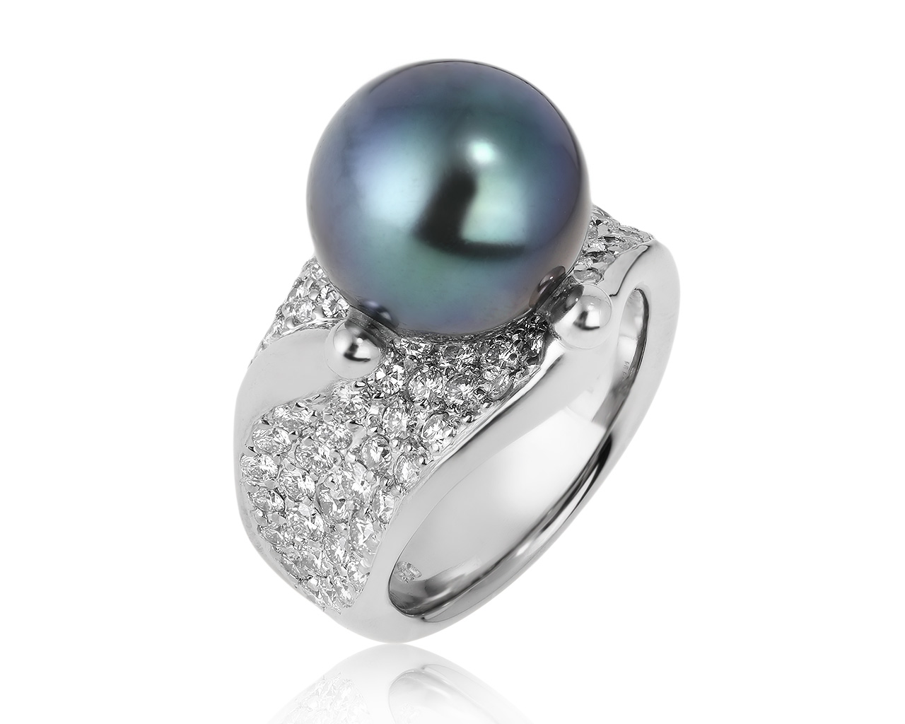 Потрясающее золотое кольцо с жемчугом 13.10 мм 260321/5