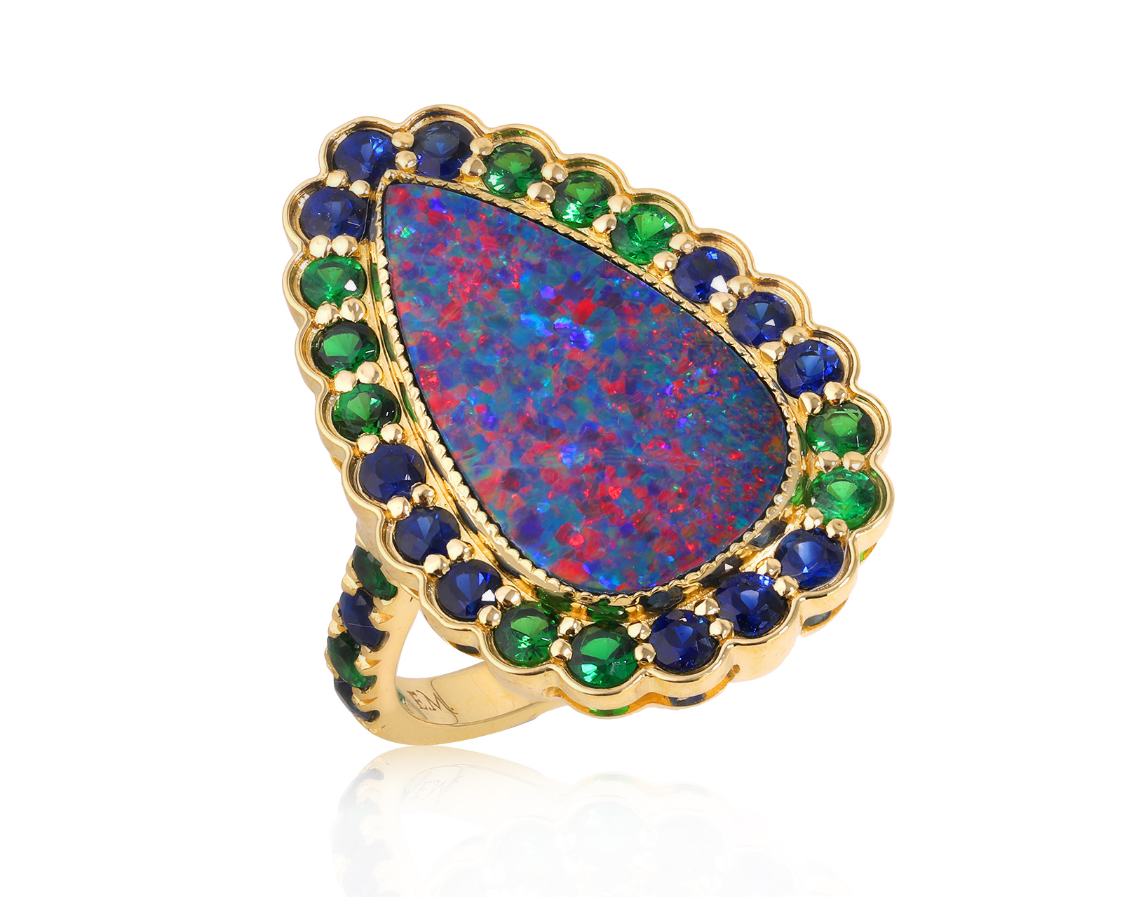 Золотое кольцо с опалом Австралия 7.10ct Evgeny Matveev 020425/Б151