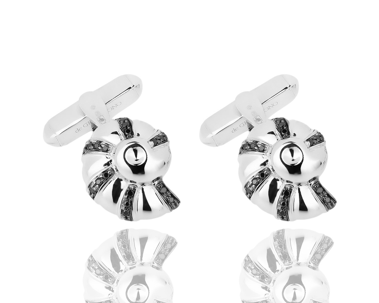 Оригинальные золотые запонки с черными бриллиантами De Grisogono