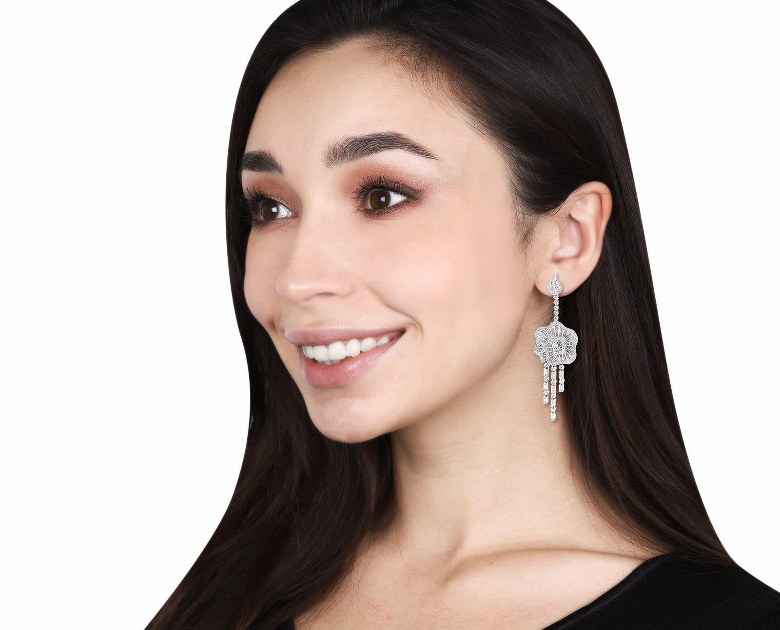 Шикарные золотые серьги с бриллиантами 3.78ct