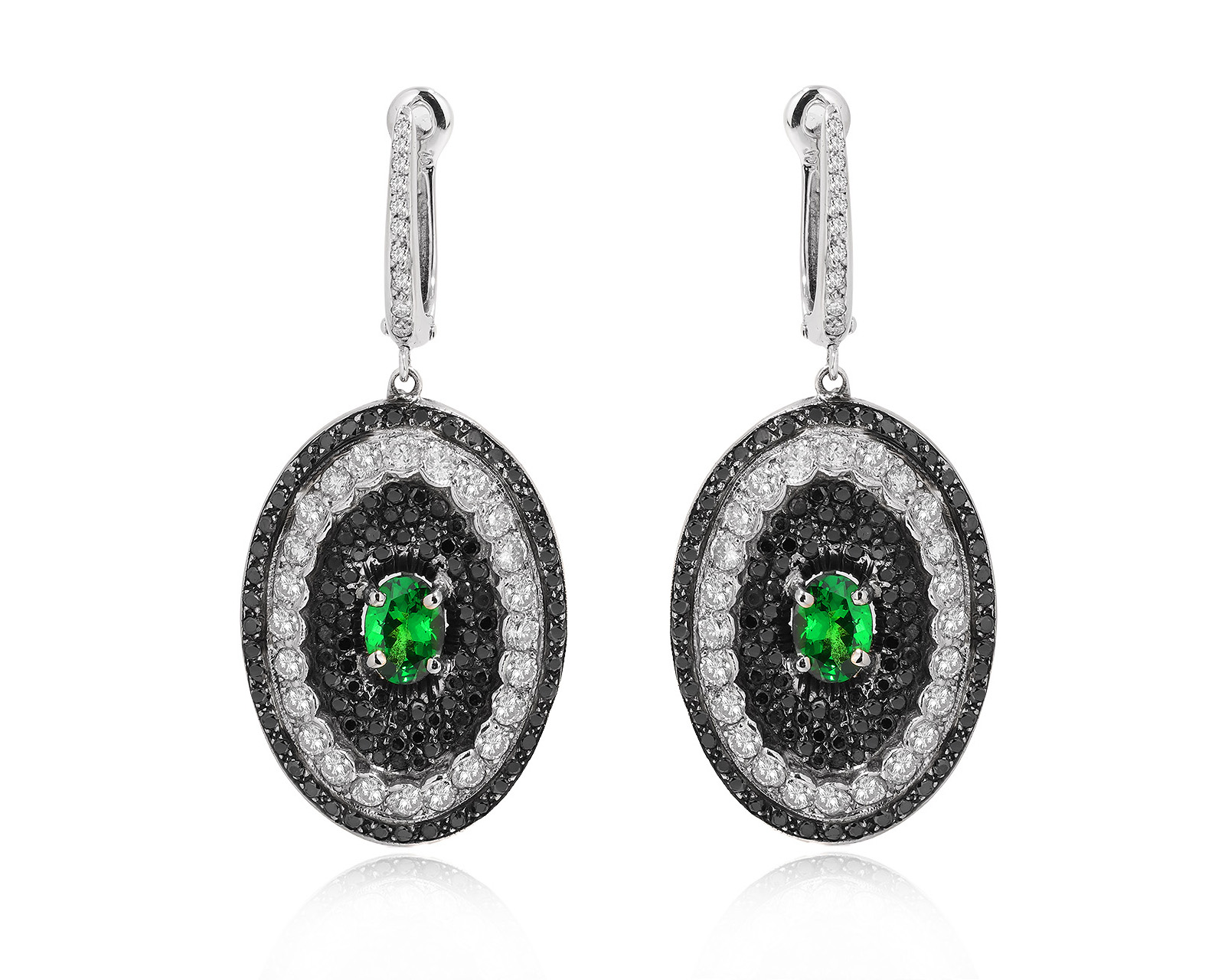 Золотые серьги с тсаворитами 1.60ct и бриллиантами 3.67ct 191224/2