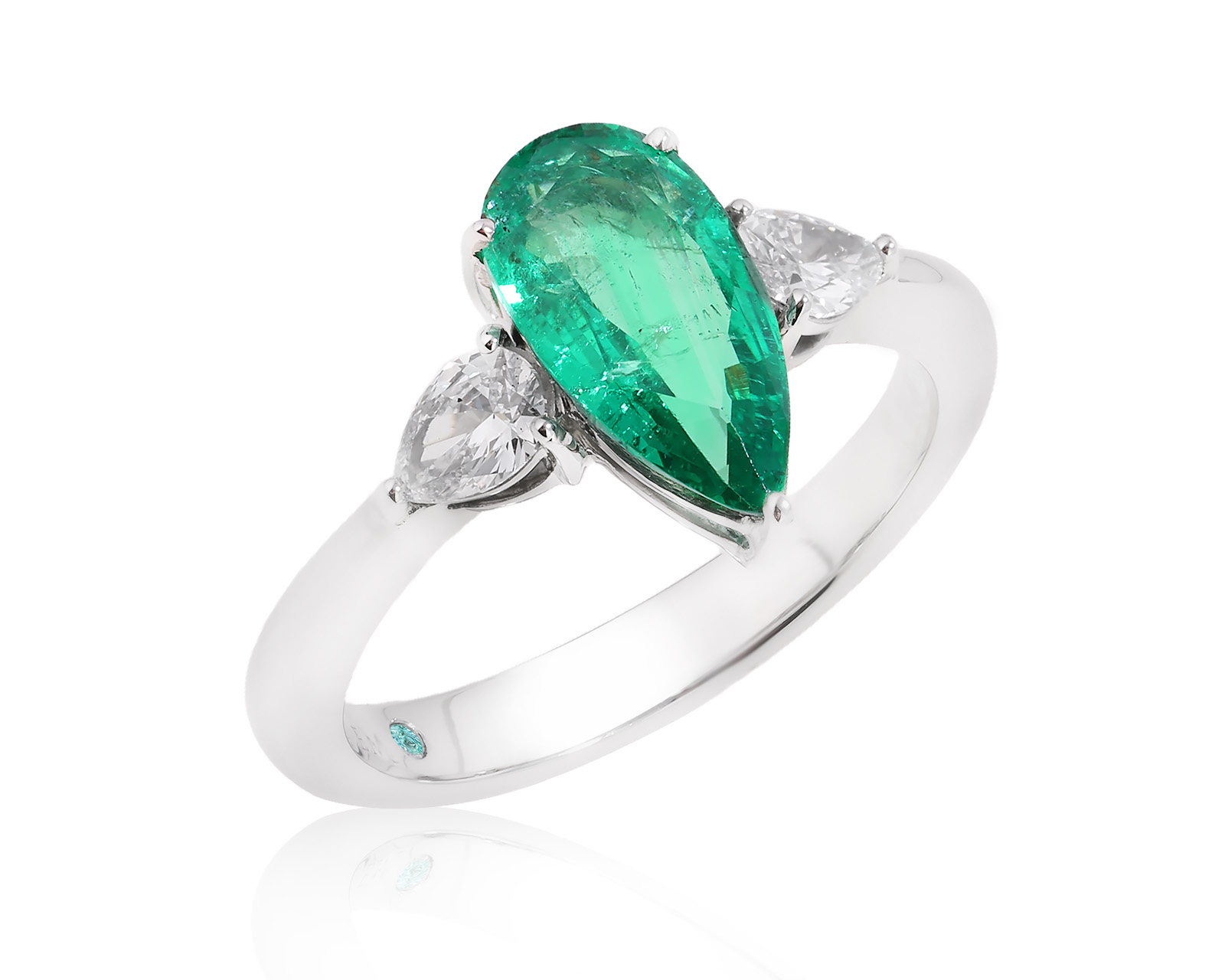 Платиновое кольцо с изумрудом Замбия 1.55ct Evgeny Matveev 090725/Б174