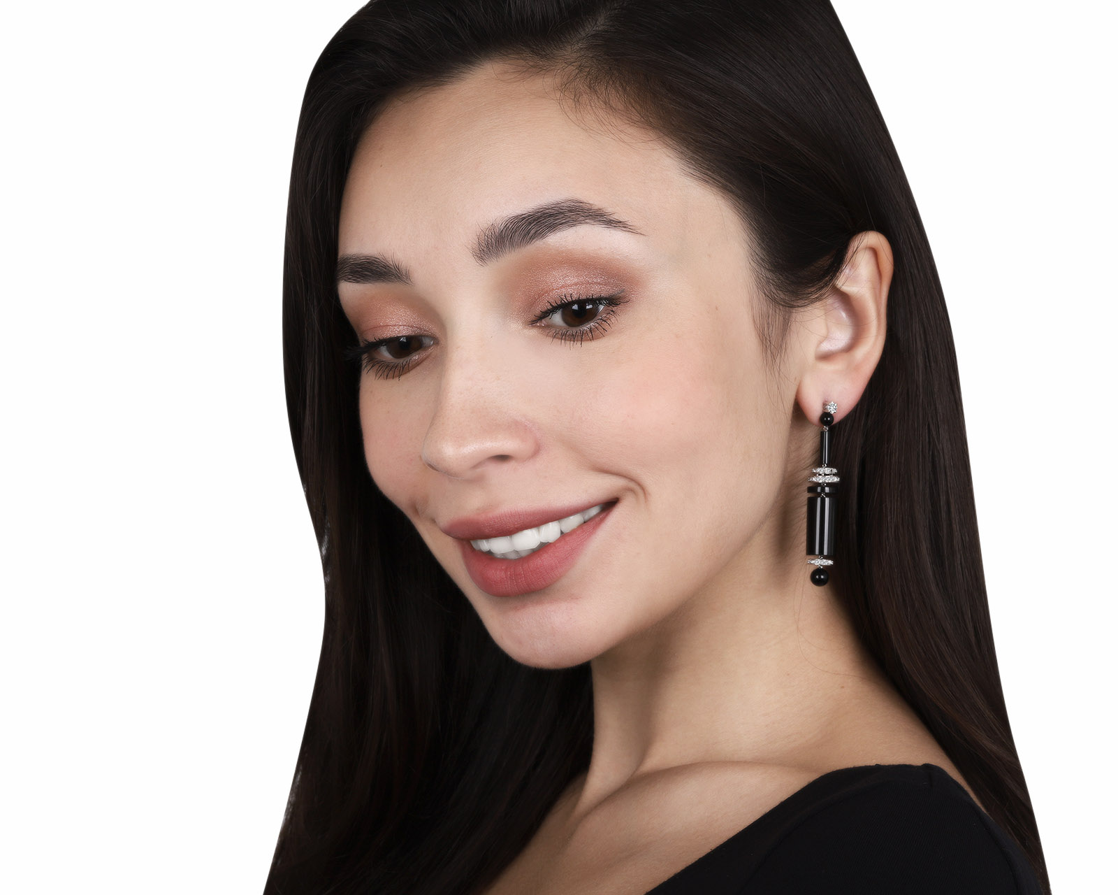 Оригинальные золотые серьги с ониксами Damiani